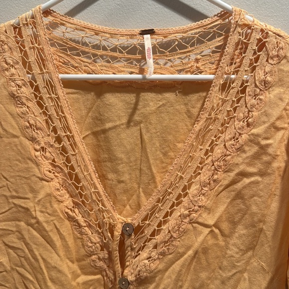 Free People Mari Mini Apricot Lace-Trimmed Dress Large - Picture 6 of 9